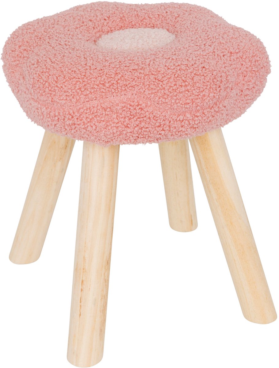 Atmosphera Kids Anya Tabouret enfant Fleur - Ø26xH27cm - Rose