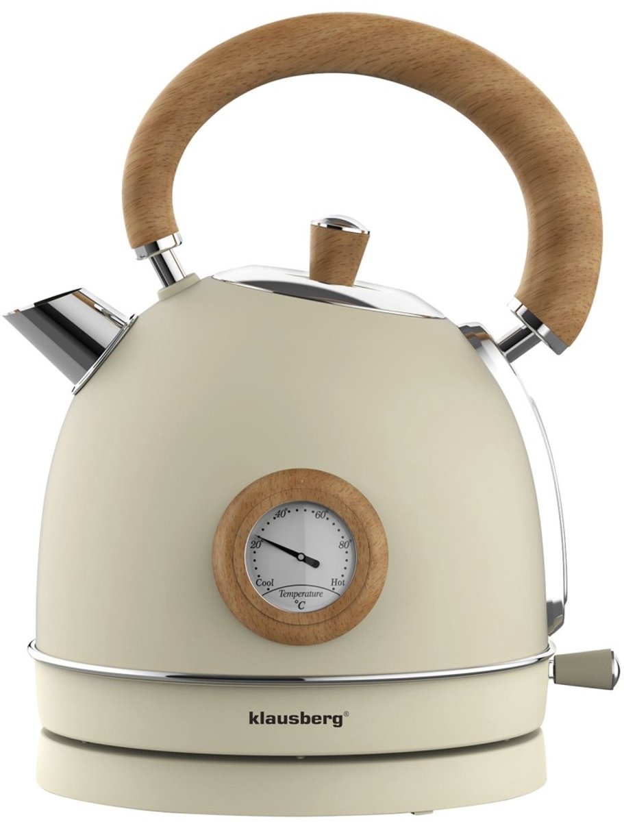 Klausberg 7906 retro waterkoker crème – RVS, 1,8 liter, met thermometer