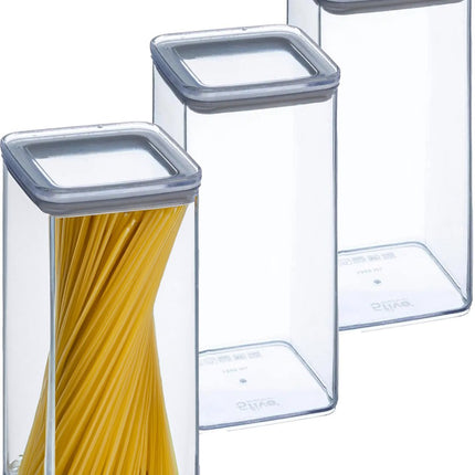 5Five Vorratsdose – 5x – Küche/Lebensmittel – Kunststoff – 1500 ml – luftdichter Deckel – transparent – 10 x 10 x 20 cm