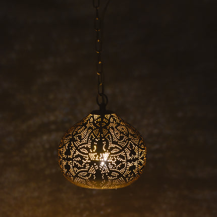 Orientalische Hängelampe Filigran-Stil Kürbis Vintage Kupfer XS