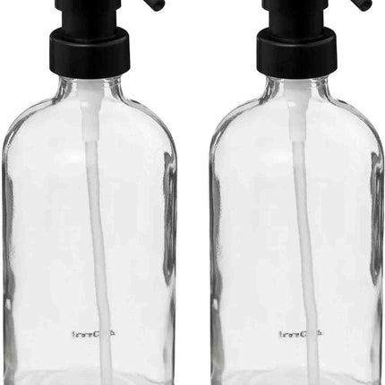 5five Zeeppompjes/zeepdispensers van glas - 2x stuks - 450 ml