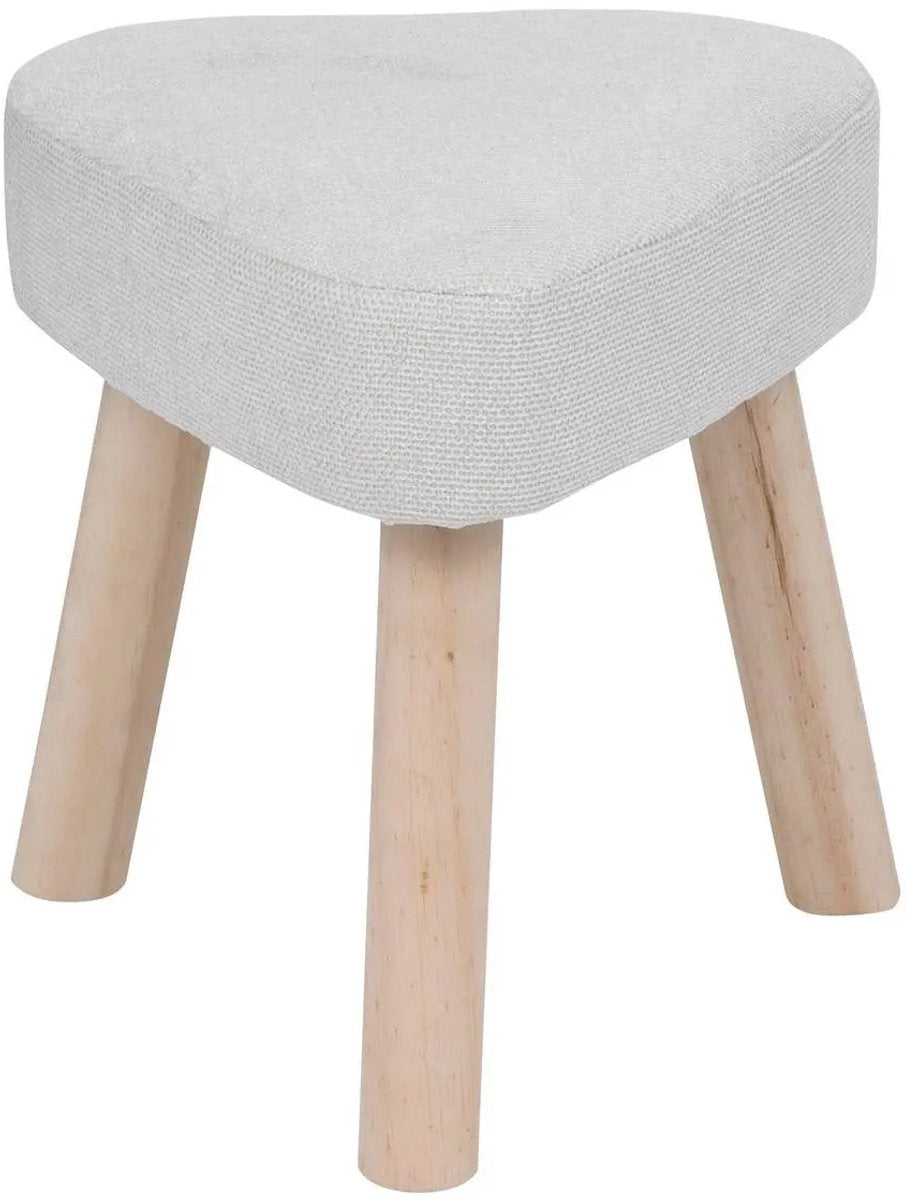 Thena Side Table Stool - Three-Legged Ottoman in Ivory - 32 x 32 x 36 cm - Small Seat - Side Table - Decorative Stool