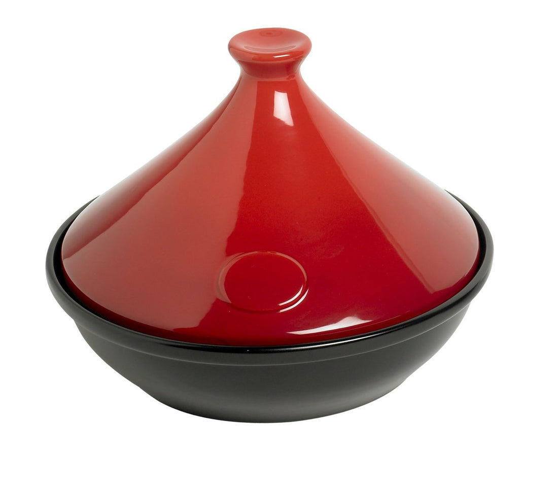 Tajine en faïence Cosy & Trendy - Ø 31 cm x 25 cm - Noir-Rouge