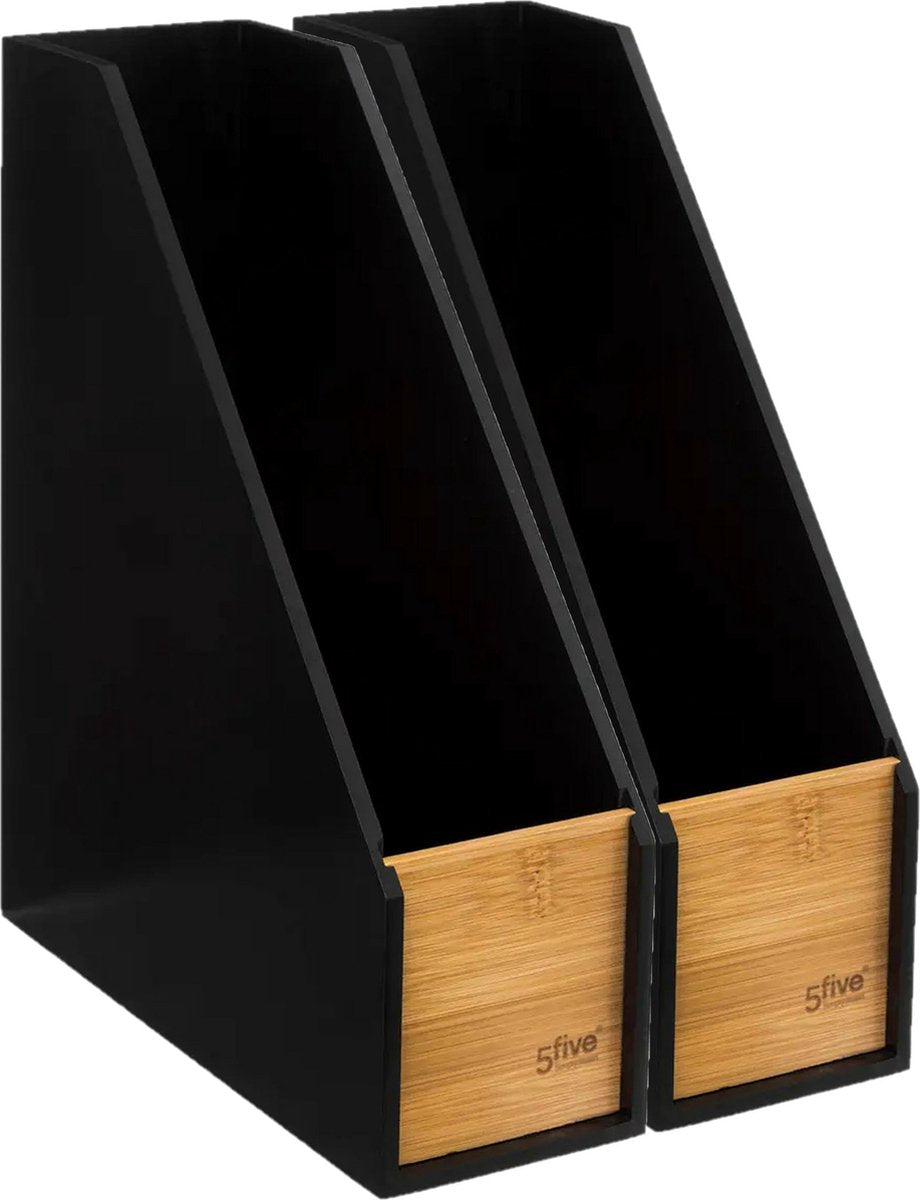 5Five Magazine rack/magazine file - 2x - black - 9 x 25 x 30 cm - wood