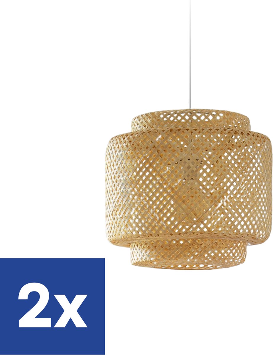 Woven Bamboo Pendant Light - Bohemian style - Ø40 cm - 2 pieces