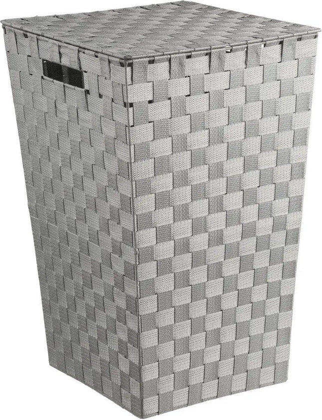 5Five Wasmand gevlochten Rotan - grijs - 57 liter - 33 x 33 x 53 cm - met deksel