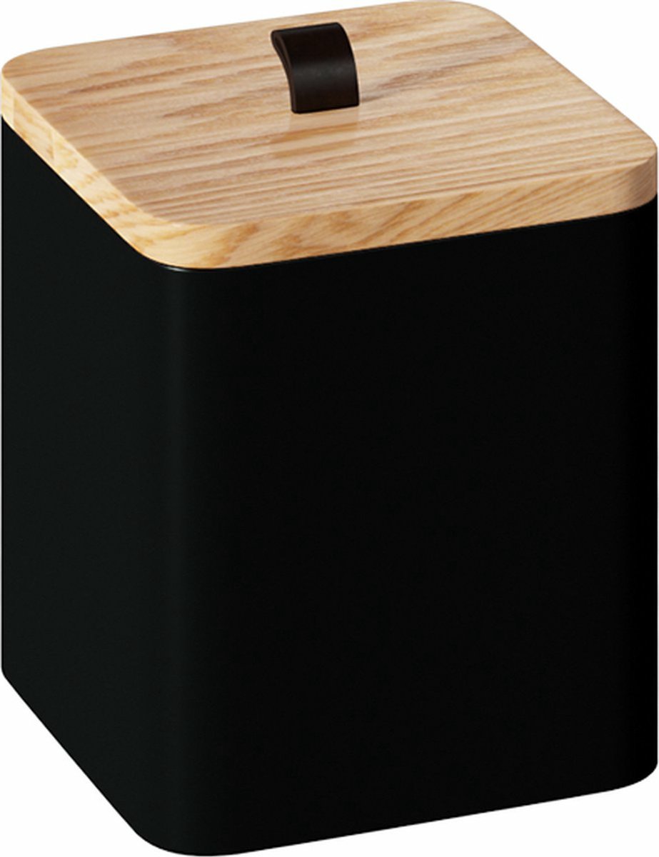 5Five Boîte de rangement pour disques de coton Noir aspect bois Heavy Duty