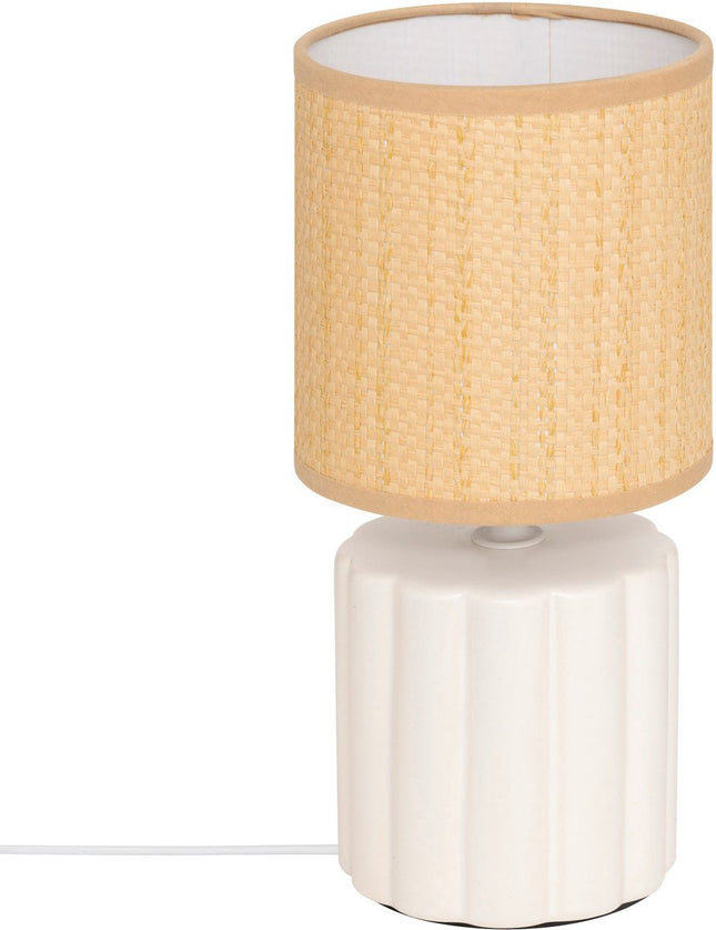 Atmosphera Tylia Tischlampe - Ø13xH26cm - Beige/Weiß