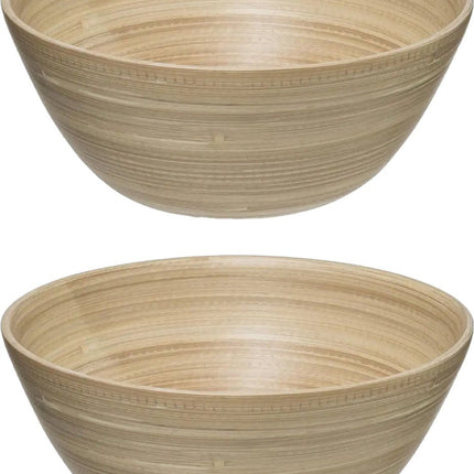 Secret de Gourmet Salatschüssel/Servierschalen - Bambus beige - D25 cm - 2x