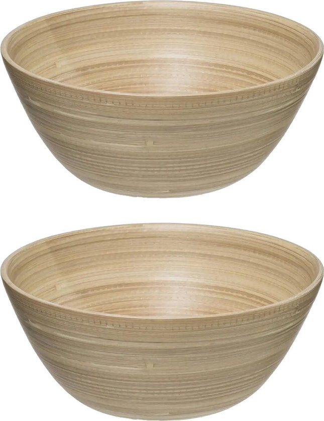 Secret de Gourmet Salatschüssel/Servierschalen - Bambus beige - D25 cm - 2x