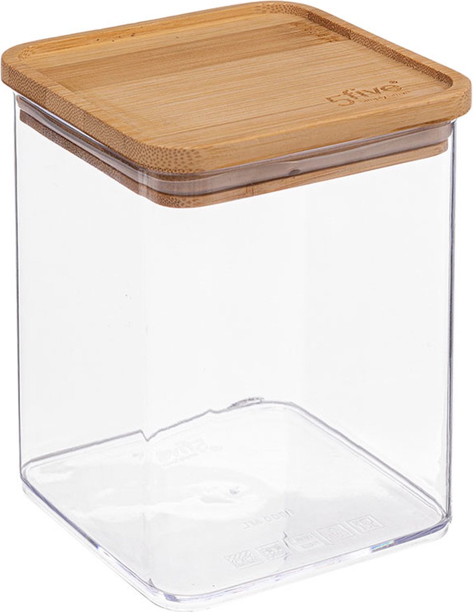 5Five - Kitchen storage jar - Berlino - plastic / bamboo - 1000 ml