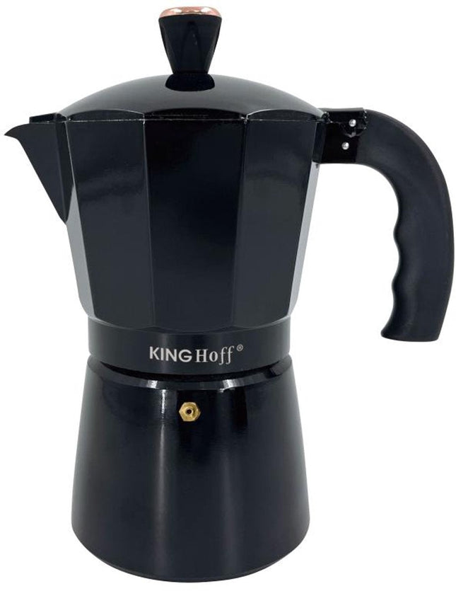 Kinghoff Aluminium Espressokoffiezetapparaat KH-1884 – 9 Kopjes – Zwart – Geschikt voor Inductie - Percolator - 450ml