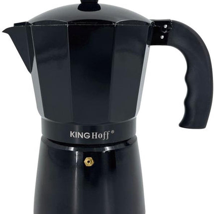 Kinghoff Aluminium Espressokoffiezetapparaat KH-1883 – 6 Kopjes – Zwart – Geschikt voor Inductie - Percolator - 300ml