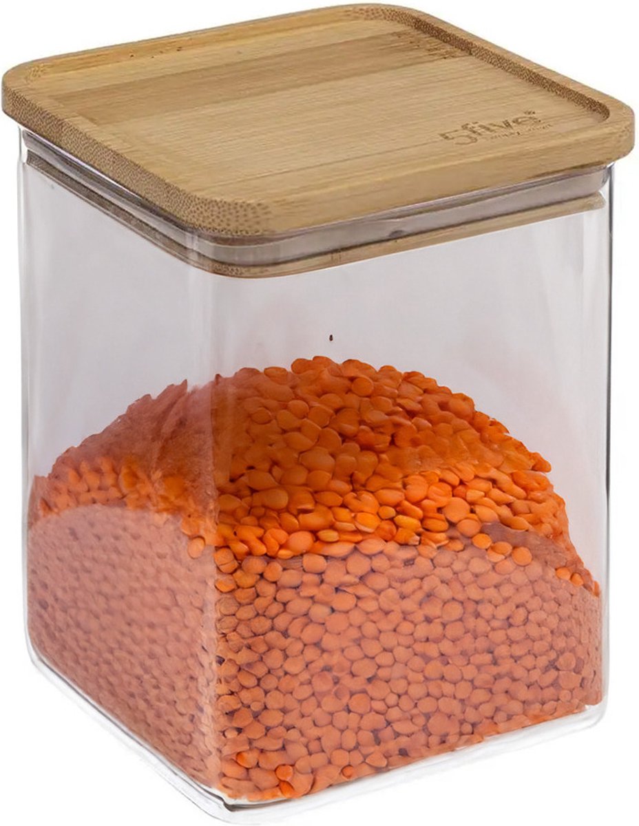 5Five - Kitchen storage jar - Berlino - plastic / bamboo - 1000 ml