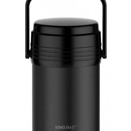 Kinghoff KH-1396 Essens-Thermos – 3-teiliges Edelstahl-Lunch-Set 1,5L – Schwarz – Doppelwandig, leicht & unzerbrechlich