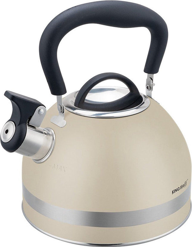 Kinghoff 1854 - Fluitketel met fluit - 1.8 liter - RVS - Creme