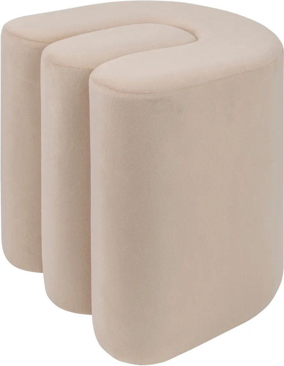Pouf rond velours Bolan - 40x40cm - Beige