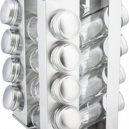 Kinghoff 4007 Quadratisches Gewürzregal - Edelstahl - 17-teilig