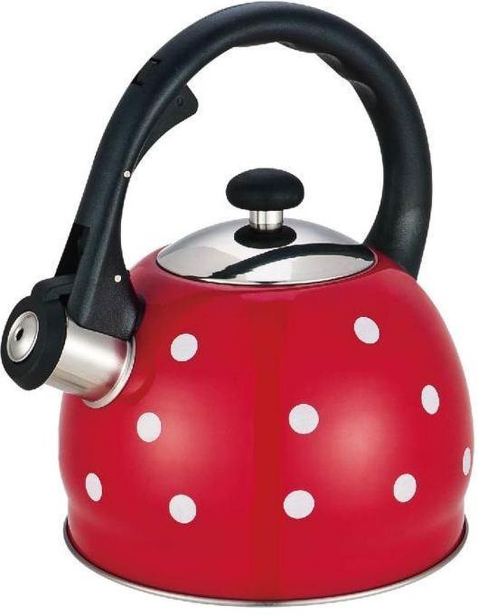 Kinghoff 1049 - Bouilloire sifflante - 2 litres - rouge - à pois - la bouilloire d'origine !