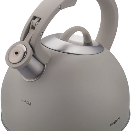 Klausberg 7912 - Flötenkessel mit Pfeife - 2.5 Liter - Edelstahl - grau