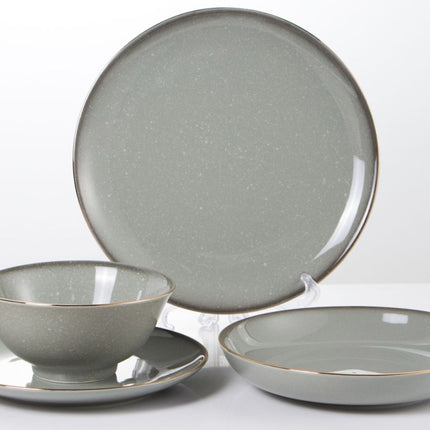 Geschirrset 24-teilig 6 Personen - marble grey - Gold