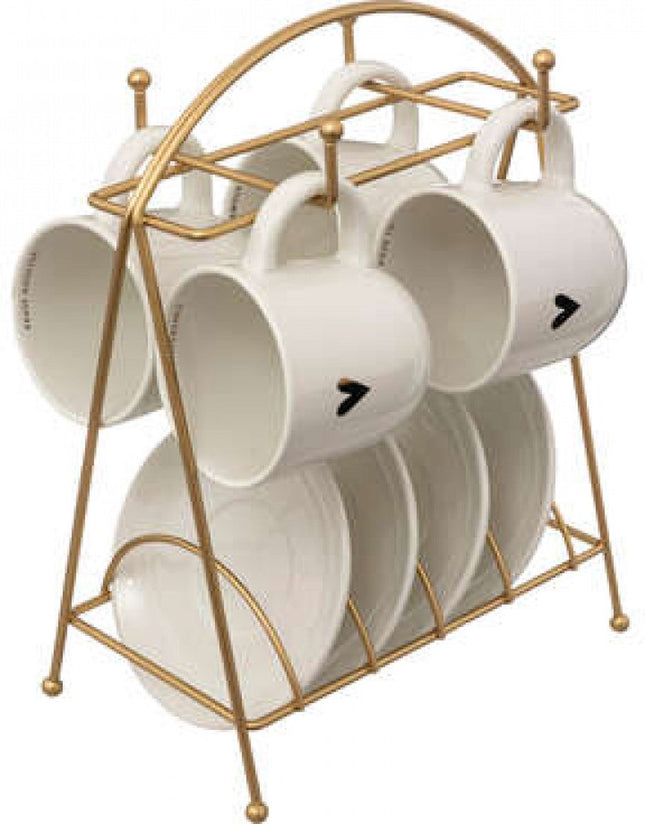 Secret de Gourmet Regal mit 4 Tassen + Untertassen - The Floral Collection - Weiß