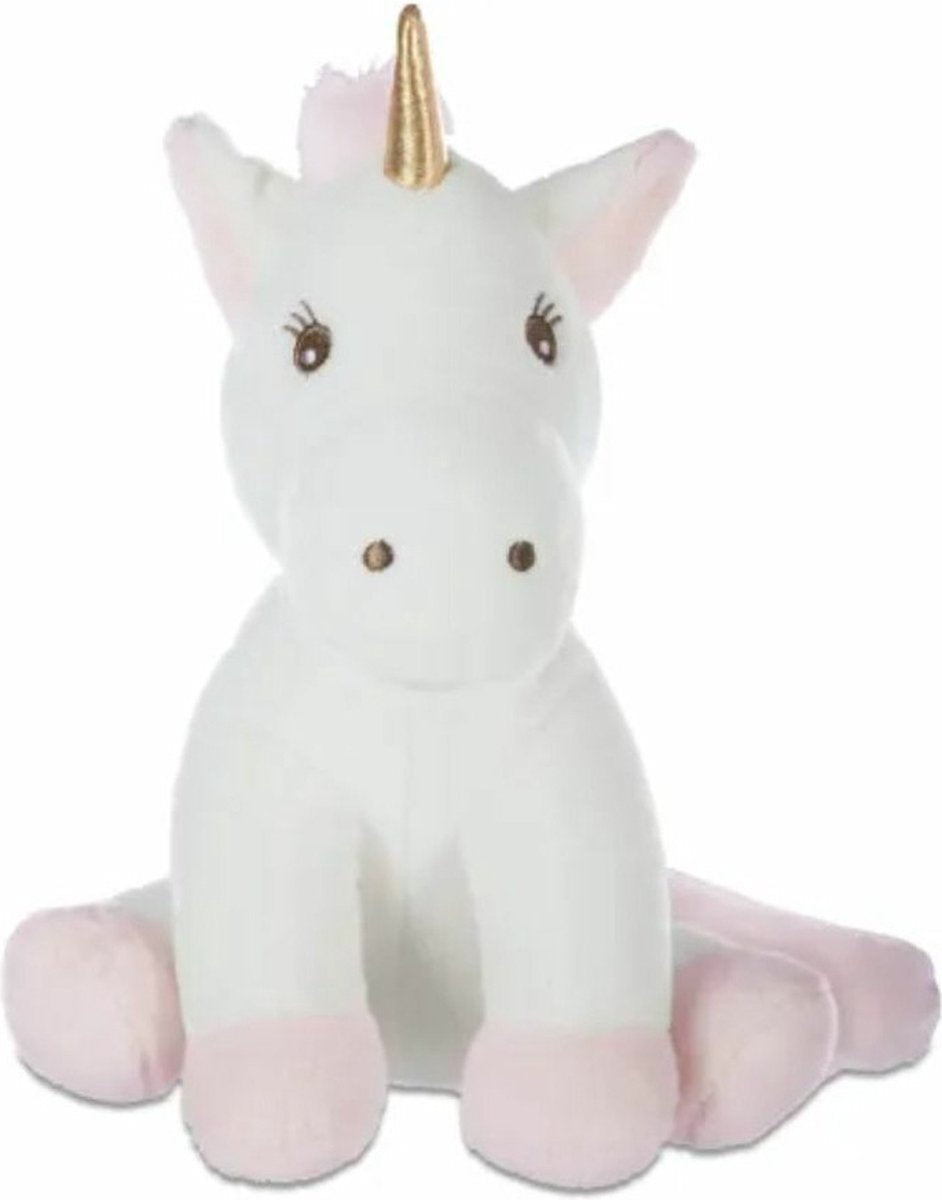 Atmosphera eenhoorn knuffel Rosy – unicorn van pluche, wit en roze, 22 cm