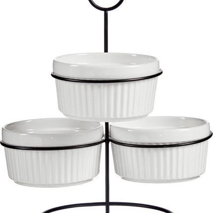 Vessia sausjes kommetjes/serveer schaaltjes in standaard - wit - keramiek - set 3x stuks - D10 cm - eettafel