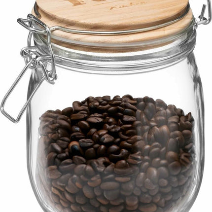 Vorratsdose/Vorratsglas 0,75L Glas mit Holzdeckel und Bügelverschluss - 750 ml - Vorratsdosen mit luftdichtem Verschluss