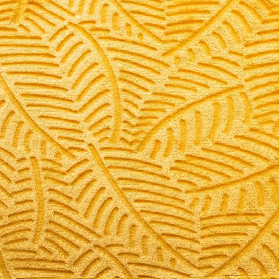 Jeté de canapé 125 x 150cm | Couverture polaire | motif feuille de palmier | Jaune ocre