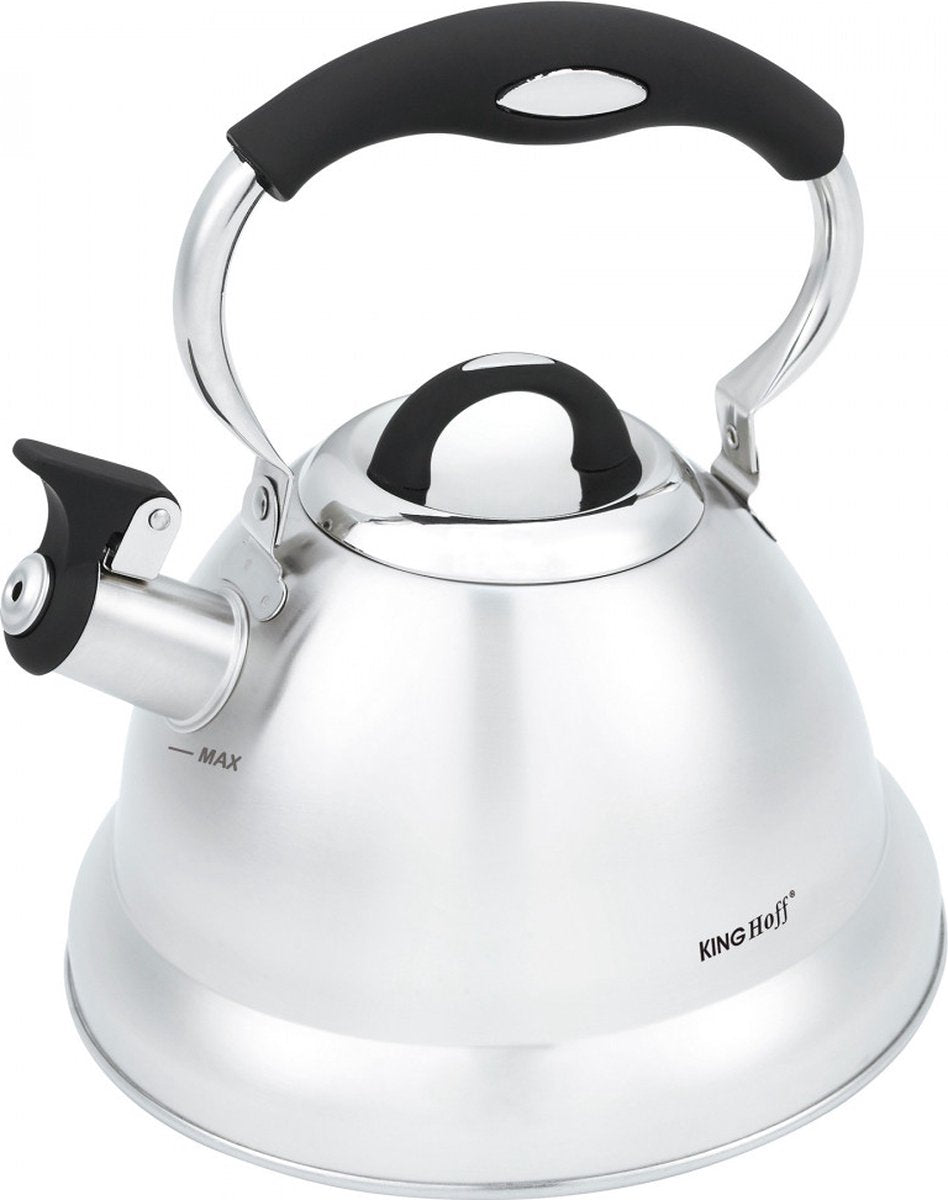 Kinghoff 1659 - Traditional whistling kettle - 3.1 litre - Silver-coloured