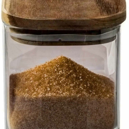 Vorratsdose/Vorratsglas 0,6L Glas mit Akazienholzdeckel - 600 ml - Vorratsgläser mit luftdichtem Deckel
