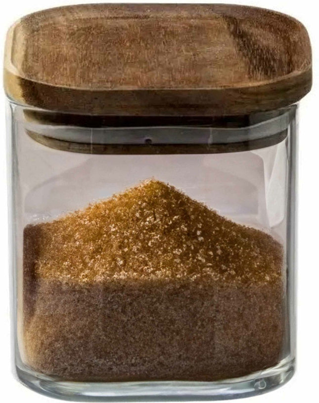 Vorratsdose/Vorratsglas 0,6L Glas mit Akazienholzdeckel - 600 ml - Vorratsgläser mit luftdichtem Deckel