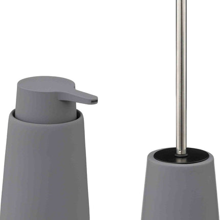 5Five - WC/Toiletborstel met zeeppompje 250 ml - grijs - keramiek