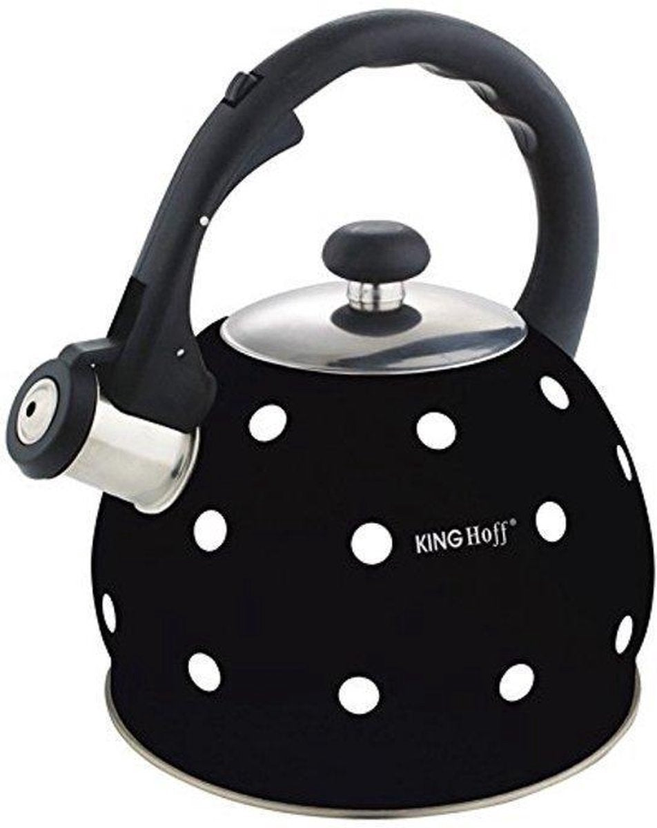 Kinghoff Whistling Kettle black dots - 2 l