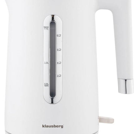 Klausberg KB-7890 Wasserkocher - 1,7L - Weiß - 2200W - Edelstahl & PP - Energieeffizient & Leise