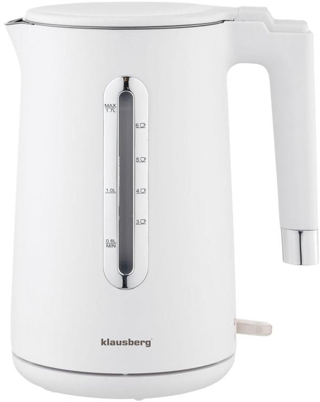 Klausberg KB-7890 Wasserkocher - 1,7L - Weiß - 2200W - Edelstahl & PP - Energieeffizient & Leise