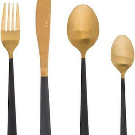 16-teiliges Besteckset Gold und Schwarz für 4 Personen Edelstahl
