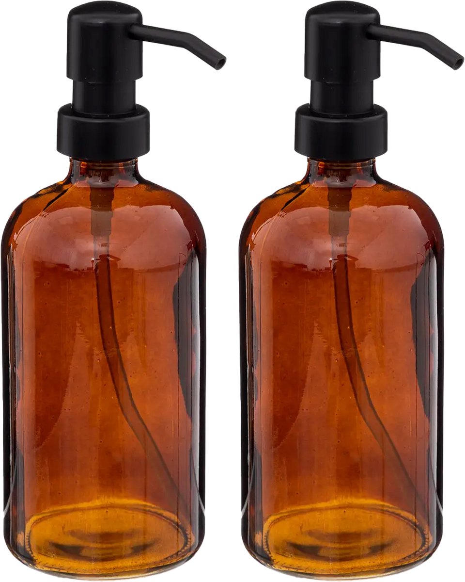 5Five glazen zeeppompje transparant bruin – set van 2, 450 ml