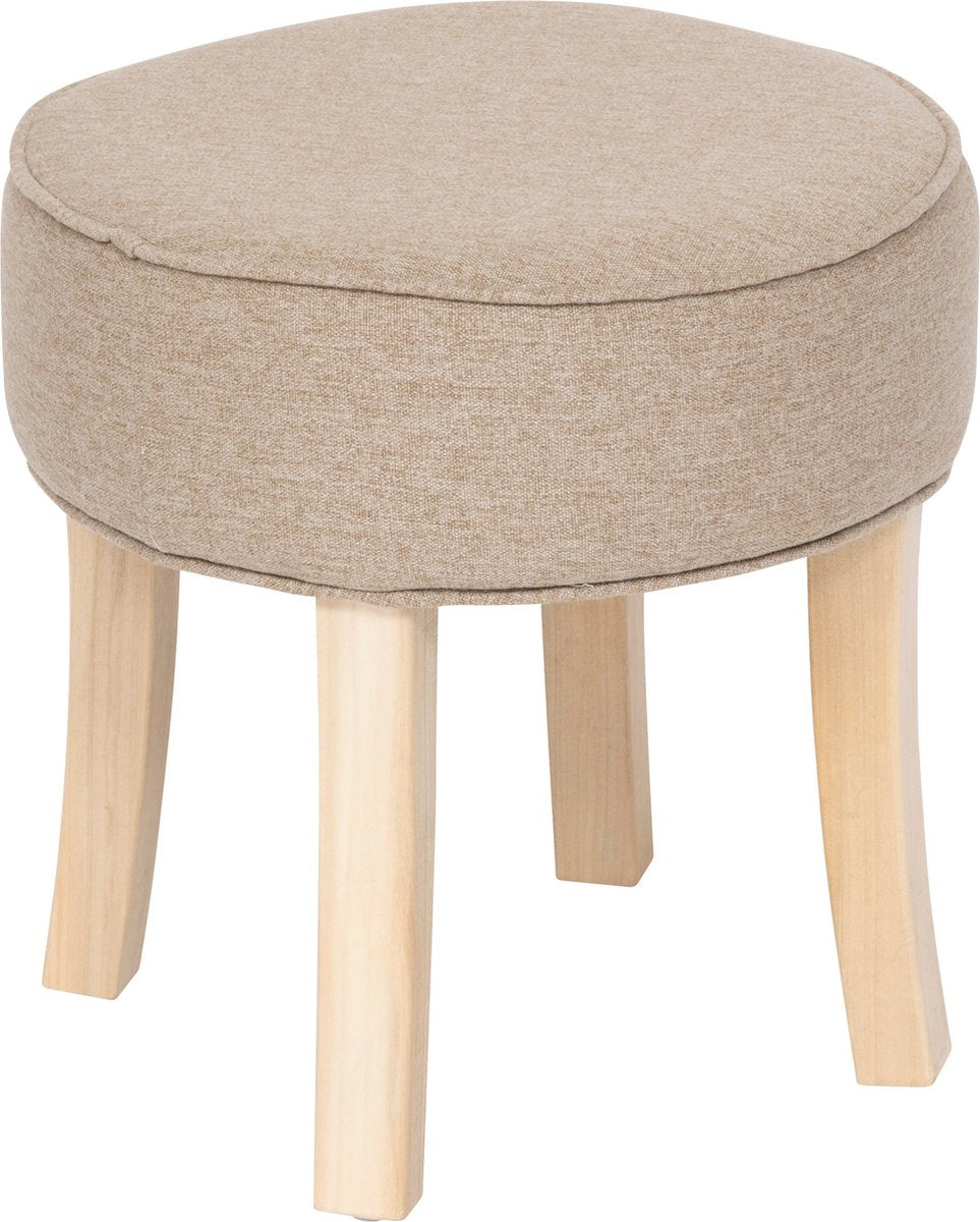 Atmosphera Adriel krukje met fluwelen zitting – poef/voetbankje, Ø 35 cm, beige