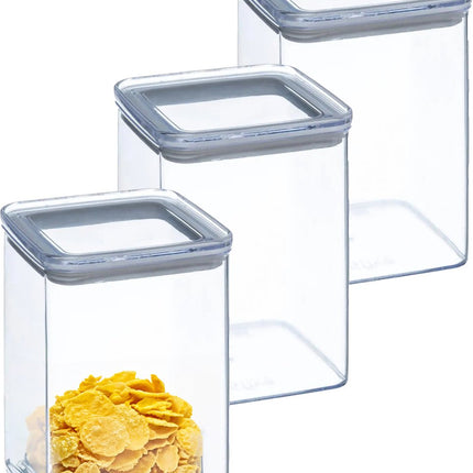 5Five Vorratsdose – 5x – Küche/Lebensmittel – Kunststoff – 1000 ml – luftdichter Deckel – transparent – 10 x 10 x 14 cm