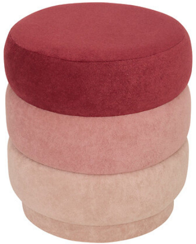 Atmosphera Sinan Samt-Sitzhocker - Ø38xH40cm - Rosa