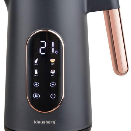 Klausberg KB-7892 Wasserkocher – 1,7L – Schwarz/Roségold – LED-Bedienung – 13 Temperatureinstellungen – 2200W
