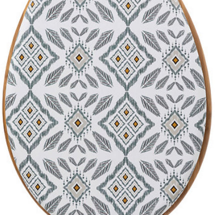Hapache Toilettensitz Weiß Grau - Elegantes Mandala-Muster - 36 x 42.5 x 5.3 cm - Universelle Passform - Einfache Reinigung - Robustes HDF Material / WC-Sitz