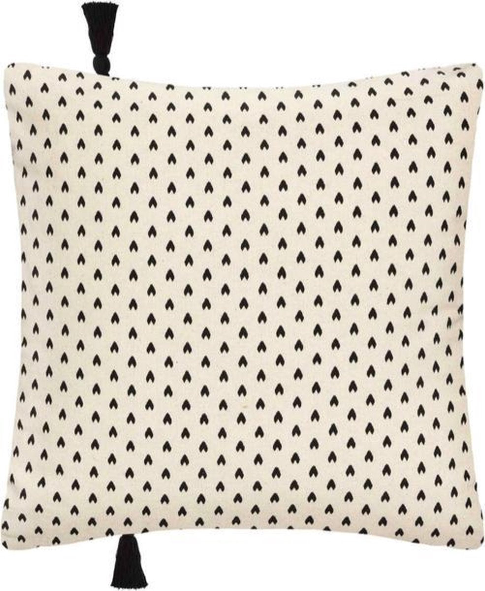 Sierkussen hoes 40 x 40 cm in wit en zwart – katoen met geborduurd gezicht – foto 4