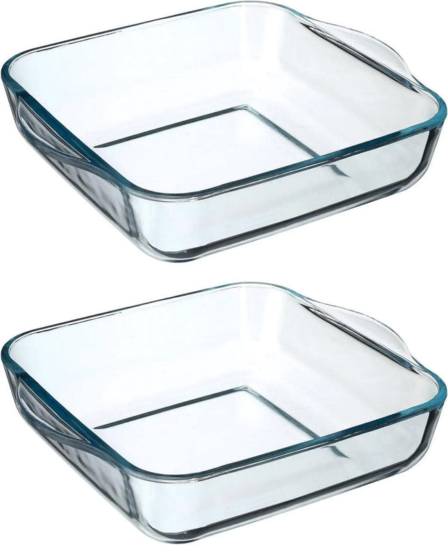 Secret de Gourmet ovenschaal vierkant - Glas - 22 x 6 cm - Set 2x