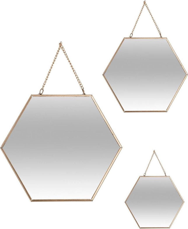 Spiegel - Wandspiegel - Wanddekoration - 3 x Goldene Spiegel