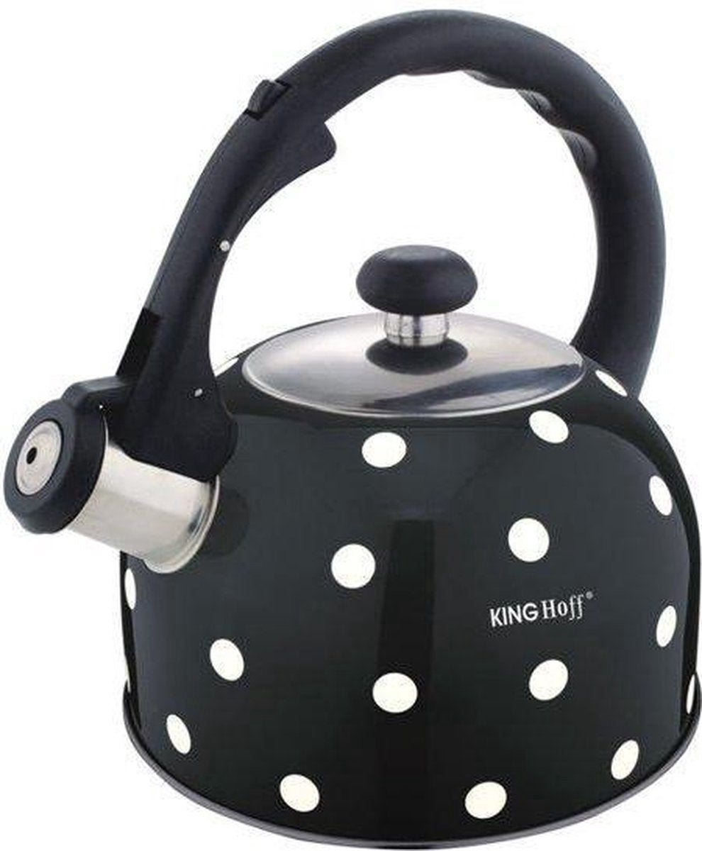 Kinghoff Bouilloire à sifflet à pois noirs - 2,6 L