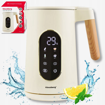 KLAUSBERG KB-9005 Elektrischer Wasserkocher 1,7 Liter – Edelstahl 304 – Touch-Display – Temperaturregelung – 2200W