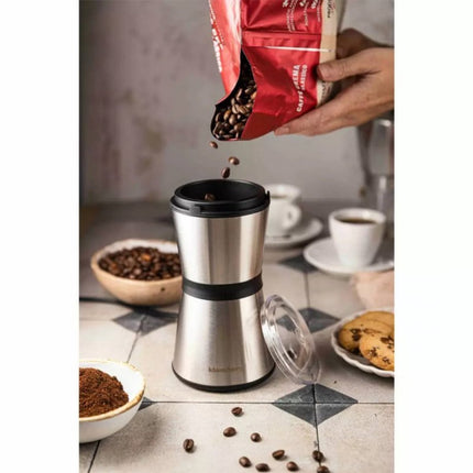 Klausberg KB7603 Elektrische Kaffeemühle – Edelstahl-Kaffeebohnebehälter und -Messer – 200W – Fein oder Grob Mahlen